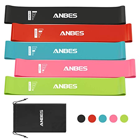 ANBES Resistance Loop Bands, Resistance Exercise Bands for Home Fitness, Yoga, Stretching, Strength Training, Physical Therapy, Natural Latex Pilates Flexbands, Workout Bands