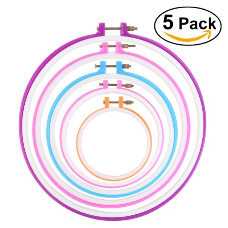 NUOLUX 5pcs Embroidery Hoop Embroidery Circle Set (Multicolor)