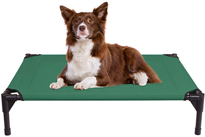 Veehoo Elevated Dog Bed, Portable Raised Pet Cot, Waterproof & Breathable Mat, Durable Textilene Mesh Fabric, No-Slip Feet, Indoor or Outdoor Use