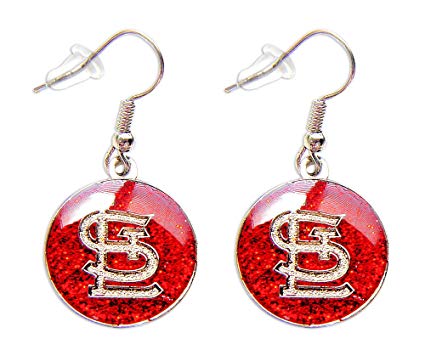 St Louis Cardinals Glitter Sparkle Dangle Logo Earring Charm Set - 5/8 round MLB