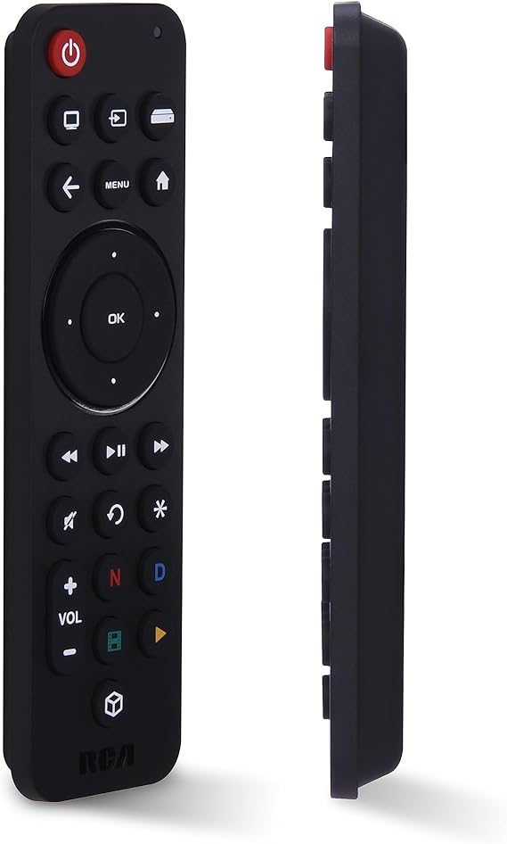 RCA Universal Rechargeable 3-Device Streaming Remote Control – for TV, Audio, Soundbar, Streaming Devices, Ultra-Slim, Rechargeable, Quick Access Keys