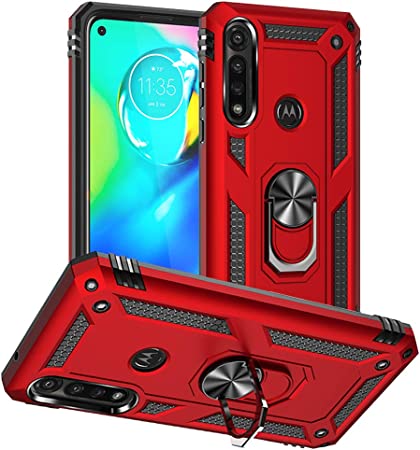 Moto G Power 2020 Case, Moto G Power Case, Yiakeng Military Grade Protective Cases with Ring for Moto G Power 2020 (Red)