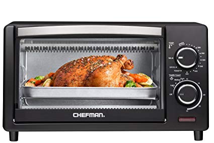 Chefman 4 Slice Countertop Toaster Oven w/ Variable Temperature Control and 30 Minute Timer; Cooking Functions to Bake, Broil, Toast and Keep Warm – Black