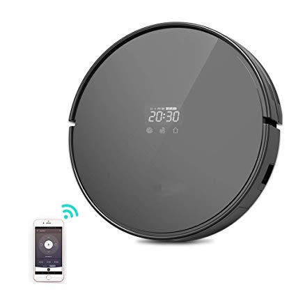 Robot Vacuum Cleaner -WiFi Connectivity Compatible with Alexa ，360° Anti-Collision & Drop Sensor Protection Auto Charging,Remote/APP Control Good for Pet Hair, Carpets, Hard Floors