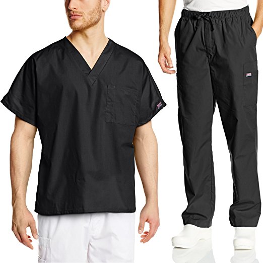 Cherokee Mens Workwear Scrub Set Medical/Dentist Uniform V-neck Top & Cargo Pant
