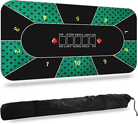 70.8 x 35.4Inch Poker Mat, Casino Texas Hold'em Layout, Portable Anti-Slip Blackjack Poker Table Top with Carrying Bag for Family Games Casino Gambling