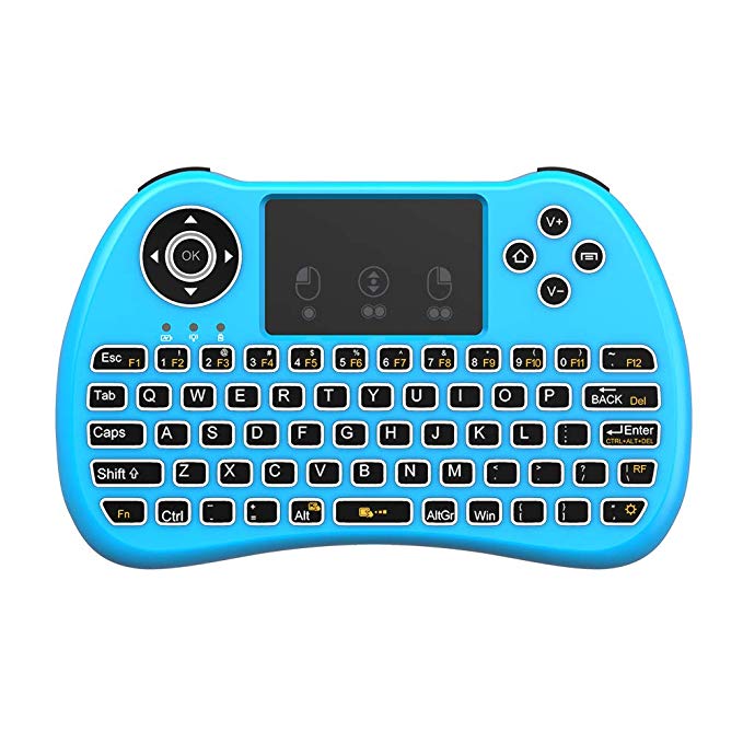 (Upgraded Version) Aerb 2.4GHz Mini Wireless Keyboard with Mouse Touchpad Rechargeable Combos for PC, Pad, Google Android TV Box and More (Backlit-Blue)