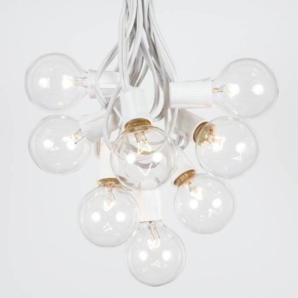 G50 Globe Outdoor String Lights With 25 Clear Globe Bulbs By Novelty Lights - Commercial Grade - Outdoor Lights - Bulb String Lights - Globe String Lights - Globe Lights - Patio String Lights - White Wire - 25 Foot