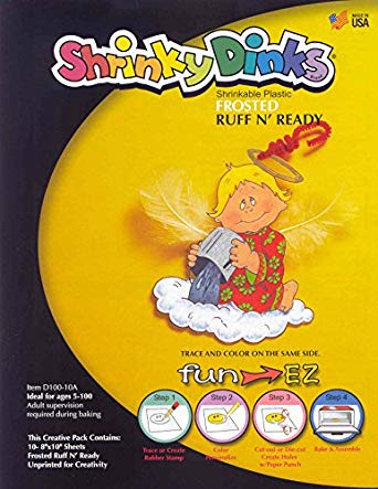 Shrinky Dinks Shrinkable Plastic - 8 x 10 inches - Set of 10 - Frosted