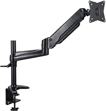 ZENY Adjustable Single Arm Monitor Desk Mount Stand Full Motion Swivel Gas Spring Monitor Arm Computer Screen Riser Lift & C Clamp Fits Most LCD Monitors