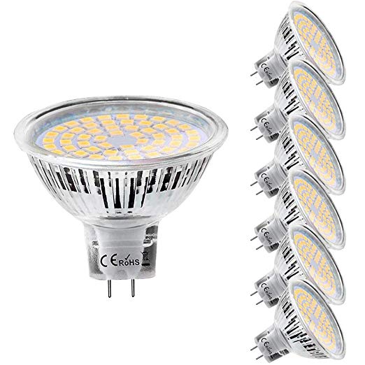 MR16 GU5.3 LED Light Bulbs - 50W Equivalent Halogen Bulbs, Warm White 3000K 12V 5W LED Spotlight Light, Non-Dimmable, 6 Pack