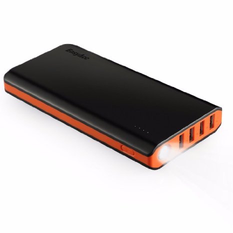 EasyAcc Monster 20000mAh Power Bank 4A Dual-Input Fastest Charge 48A Smart Output External Battery Pack Charger Portable Charger for Android iPhone Samsung HTC - Black and Orange