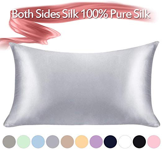 Jaciu 100% Pure Silk Pillowcase,21 Momme Both Side Silk Pillowcases King/Queen/Standard Size Hidden Zippered Mulberry Silk Pillowcase Hypoallergenic Soft Breathable for Hair, Skin and Good Sleep