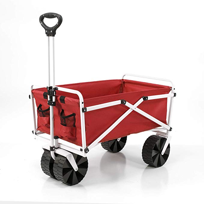 YSC Wagon Garden Folding Utility Shopping Cart,Beach (Large, Red)