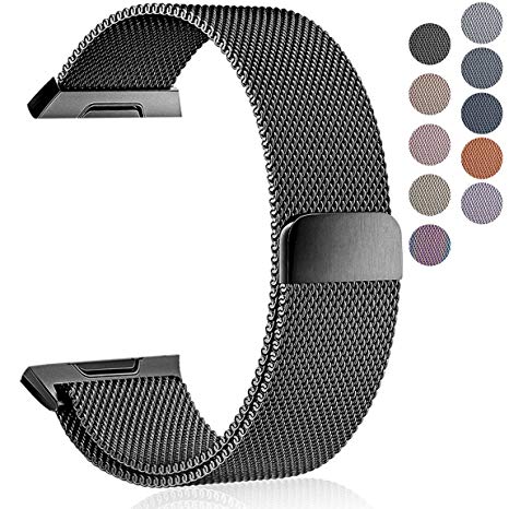 Maledan For Fitbit Ionic Bands, Stainless Steel Milanese Loop Metal Replacement Accessories Bracelet Strap with Magnet Closure for Fitbit Ionic, Large Small, Silver, Black, Gold, Rose Pink,Coffee