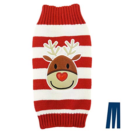 Mikayoo pet Sweater Small Dog/cat,Ugly Sweater,Color Horizontal Stripes,Christmas Holiday Xmas, Elk Series, Reindeer Series