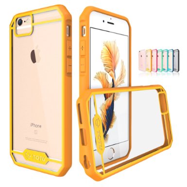 iPhone 6S Plus Case TOTU Hybrid Bumper Scratch Proof Crystal Clear Protective Case with Clear Back Panel for Apple iPhone 6 Plus 2014  iPhone 6S Plus 2015 OrangeYellow