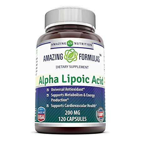 Amazing Formulas Alpha Lipoic Acid 200 Mg 120 Capsules - High Potency - Powerful Antioxidant - 3rd Party Tested :: Certified Full Strength