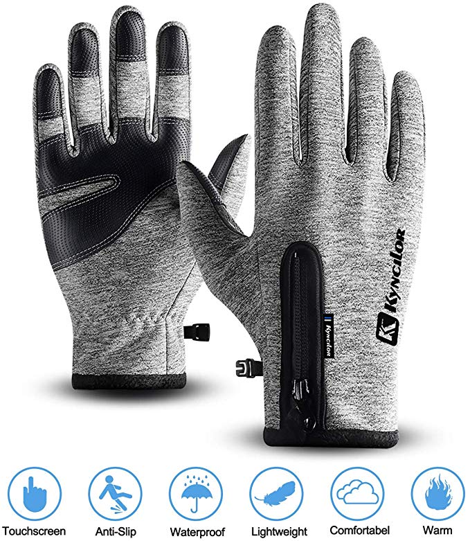 Cycling Gloves,Kekilo Winter PU Leather Waterproof Touchscreen Full Finger Gloves Men&Women Keep Warm,Windproof and Rainproof for Outdoor Activity,Skiing,Running,Cycling,Hiking etc.