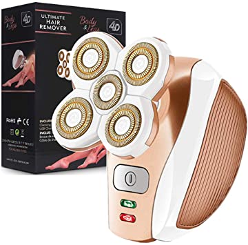 [2019 New] Women Waterproof Painless Hair Remover, KINOEE Cordless Electric Razor Legs Body Face Bikini Area Hair Trimmer Remover Removal for Ladies Womens - Rose Gold