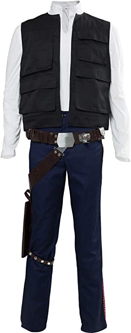 Han Solo Costume Adult Men Halloween Cosplay Outfit with Belt and Holster Compatible Droid Caller Canister
