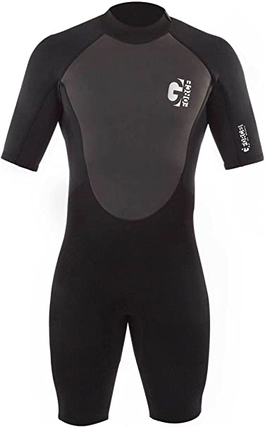 Gul Mens G-Force 3mm Back Zip Shorty Wetsuit - Black - Easy Stretch - 80% D-Flex panels for durability
