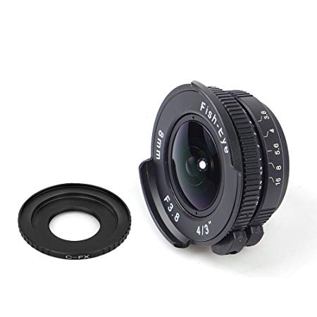 Pixco 8mm F3.8 Fish-Eye CCTV Lens for C Mount Camera  16mm C Mount Lens to Fujifilm X Camera Lens Adapter