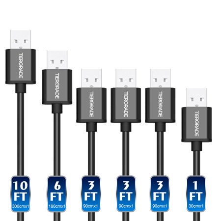 Tiergrade [6-Pack] Micro USB (1ft, 3ft X3, 6ft, 10ft)- High Speed Data Sync and Fastest Charging Cable [Assorted Lengths] with metal[Aluminum Alloy] connector-USB2.0 A Male to Micro B Cord