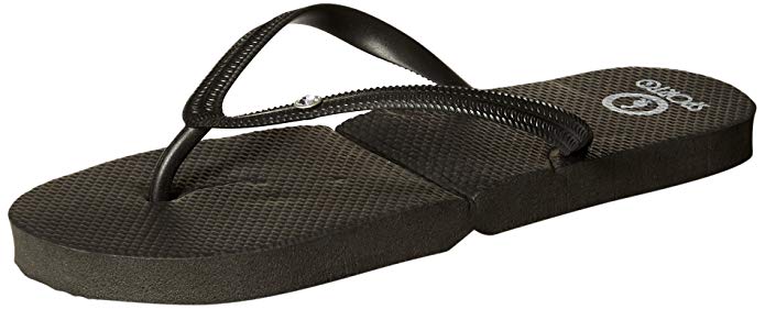 Sporto "Zori" Womens' Foldable Flip Flops with Carrying Case in Black (Womens' Medium (7-8))