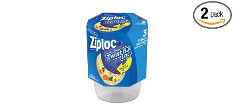 Ziploc Twist N Loc Containers, Small 3 Containers and 3 Lids (Pack of 2)