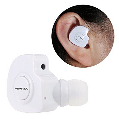 Mini Bluetooth Headset,VIIVRIA® Invisible Wireless Bluetooth 4.0 Stereo In-Ear Head-free Earbud Headset Earphone Headphone with microphone For Iphone 6 6s galaxy s7 s7 edge, ( White For Right Ear)