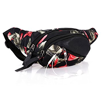 SUNSEATON Womens Fanny Pack, Outdoor Floral, Flower Waist Bag, Waist Pack for Hiking Running Cycling