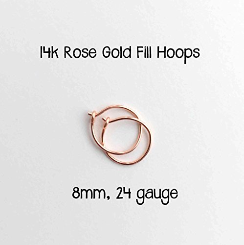 Sensitive Ears Earrings. 14k Rose Gold Fill Hoops 8mm, 24 gauge Handmade, Lightweight and Thin