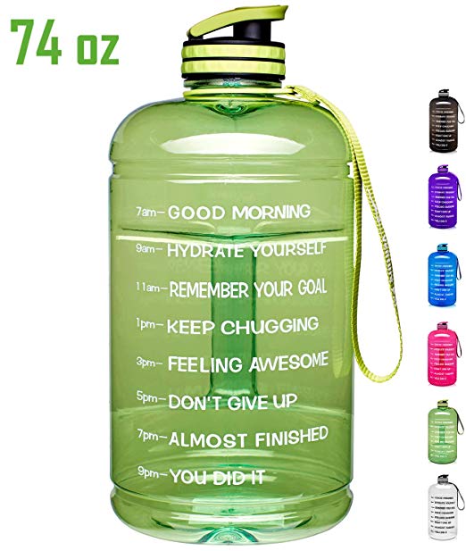 Venture Pal Large 128oz/74oz Leakproof BPA Free Fitness Sports Water Bottle with Motivational Time Marker to Ensure You Drink Enough Water Throughout The Day