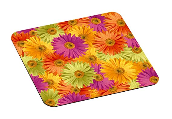 3M Precise Mouse Pad with Non-Skid Foam Back, Enhances the Precision of Optical Mice at Fast Speeds, 9"x8", Fun Daisy Design (MP114DS)