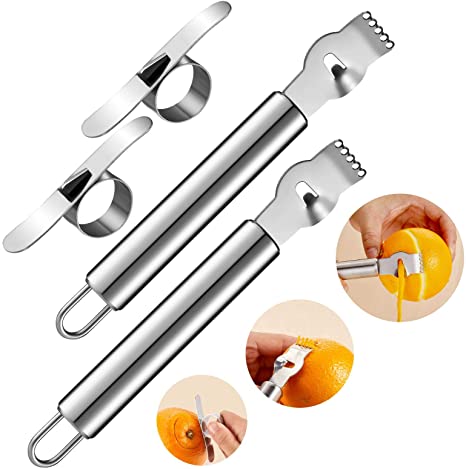 4 Pieces Lemon Zester Stainless Steel Orange Peeler Tool Orange Citrus Peeler with Channel Knife Kitchen Accessories Knife Tool for Kitchen Gadgets