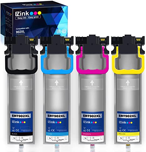 E-Z Ink (TM) Remanufactured Ink Pack Replacement for Epson 902 T902 High Yield to use with Workforce WF-C5210, WF-C5290, WF-C5710, WF-C5790 (Black, Cyan, Magenta, Yellow, 4 Pack