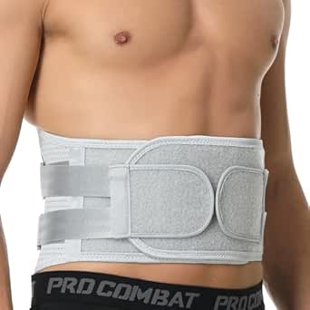 NeoTech Care Back Brace - Breathable & Adjustable Support for Lower Back Pain - Double Pull Compression Straps - Lifting Spine Protection Vest - Grey (Size M)