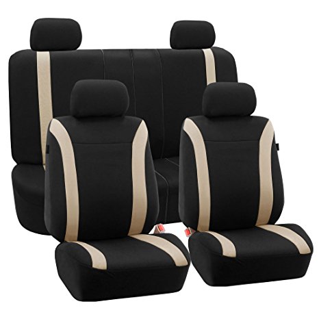 FH GROUP FH-FB054114 Cosmopolitan Flat Cloth Seat Covers, Airbag compatible and Split Bench with Steering Wheel Cover and Seat Belt Pads- Fit Most Car, Truck, Suv, or Van