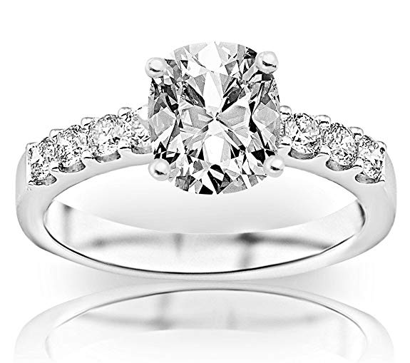 2 Carat GIA Certified Cushion-Cut Classic Prong Set Diamond Engagement Ring (G-H Color VS1-VS2 Clarity Center Stones)