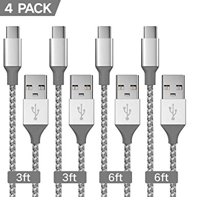 USB Type C Cable, [2019 Newest] 4 Pack Nylon Braided USB C to USB A Sync & Charging Cord Fast Charging Cord Compatible for Samsung Galaxy/Pixel/Nintendo Switch