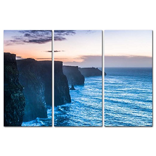 3 Pieces Modern Canvas Painting Wall Art The Picture For Home Decoration Beautiful Cliffs Of Moher At Sunset In County Clare Ireland Europe Seascape Coast Print On Canvas Giclee Artwork For Wall Decor