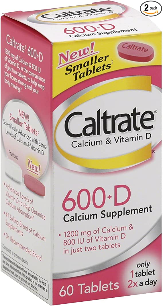 Caltrate 600  D Calcium Supplement, Tablets - 60 count (2 Pack)