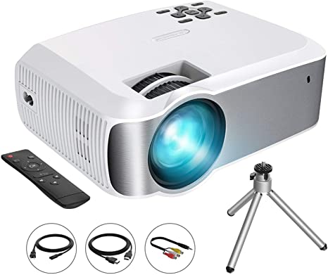 VicTsing Mini Projector 1080P Supported with 3600 Lumens & ±45° Vertical Keystone Correction; LED Portable Projector w/2000:1 Contrast Ratio, 200" Display- 2019 Upgraded (w/Tripod)