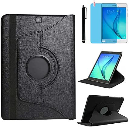 Case for Samsung Galaxy Tab A 9.7 inch (SM-P550 SM-T550 SM-T555) - 360 Degree Rotating Stand Case Smart Protective Cover,with Stylus Pen,Screen Film (Black)