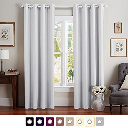 Vangao Greyish White Room Darkening Draperies Thermal Insulated Solid Grommet Top Window Blackout Curtains/Drapes/panels for Bedroom/Living Room 1 Panel 52x63 Inch
