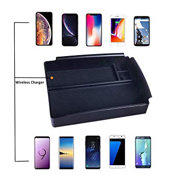 omotor Tesla Wireless Charger Center Console Center Organizer Armrest Storage Box Holder Container Glove Pallet Tray for Tesla Model S Model X 2016 2017 2018 (Armrest Box with Wireless Charging)