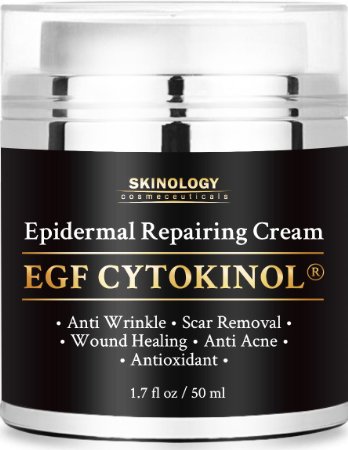EGF Cytokinol Epidermal Repairing Cream - Reduces the Appearance of Wrinkles Dark Spots Burns and Assists in Wound Healing - BEST Anti Wrinkle Cream Skin Repair and Acne Scar Removal Treatment - 17Oz