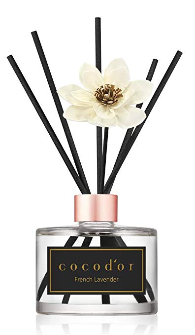 Cocod'or White Flower Reed Diffuser, French Lavender Reed Diffuser, Reed Diffuser Set, Oil Diffuser & Reed Diffuser Sticks, Home Decor & Office Decor, Fragrance and Gifts, 6.7oz