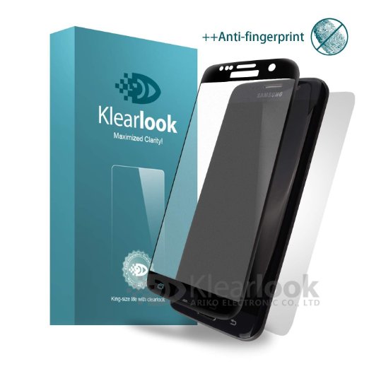 S7 edge screen protector, Klearlook unique [Fingerprint-killer] Anti Glare 3D curve GLASS screen protector for S7 edge. [Front Back protection] Black Frame color